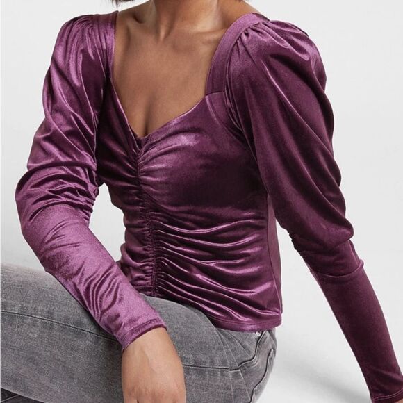 Express Purple Long Sleeve Top Medium New - Picture 12 of 12